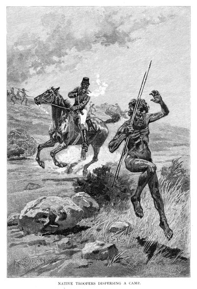 Native Troopers Dispersing A Camp, Australien, 1886. af Frank P. Mahony
