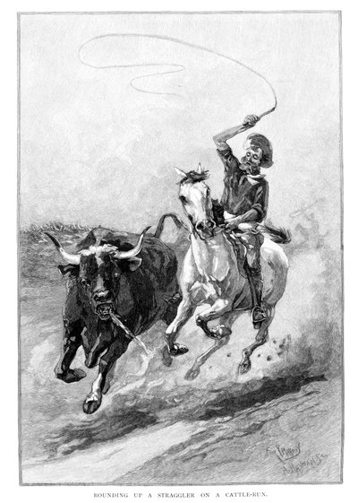 Rounding Up A Straggler On A Cattle Run, Australien, 1886 af Frank P. Mahony