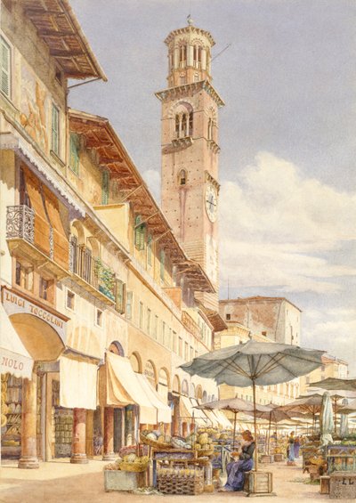 Piazza delle Erbe, Verona, juni - september 1884 af Frank Randal