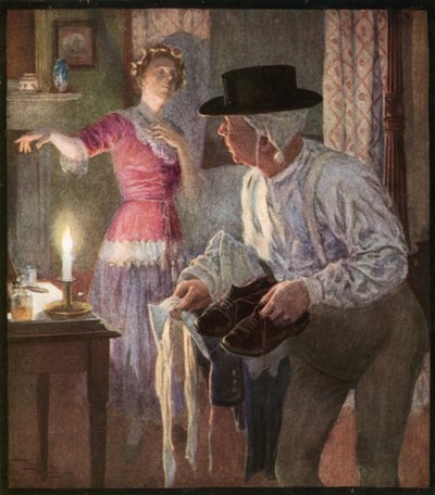 Mr. Pickwicks romantiske eventyr (farvelitografi) af Frank Reynolds
