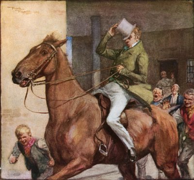 Pickwickianerne tager af sted til Dingley Dell (farvelitografi) af Frank Reynolds