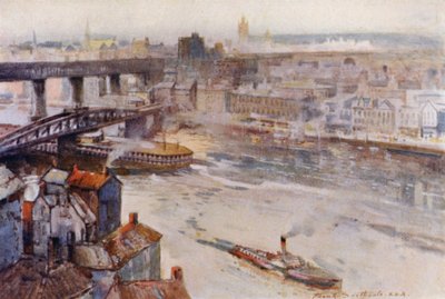 Newcastle-on-Tyne (farve litho) af Frank Southgate