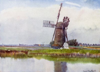 Norfolk Broads: Mill Country ovenfor Stokesby (farve litho) af Frank Southgate
