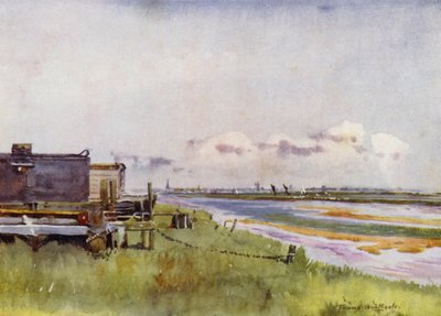 Norfolk Broads: Yarmouth fra Breydon (farve litho) af Frank Southgate