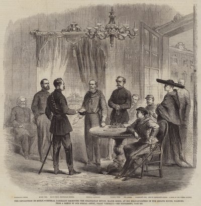 Revolutionen på Sicilien, general Garibaldi modtog den napolitanske udsending, major Bosco, i hans hovedkvarter i Senatshuset, Palermo af Frank Vizetelly