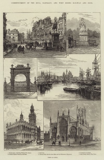 Påbegyndelse af Hull, Barnsley og West Riding Railway and Dock af Frank Watkins