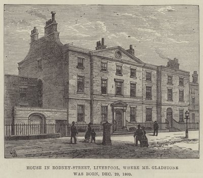 Hus i Rodney-Street, Liverpool, hvor hr. Gladstone blev født, 29. december 1809 af Frank Watkins