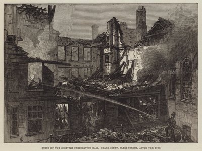 Ruinerne af Scottish Corporation Hall, Crane-Court, Fleet-Street, efter branden af Frank Watkins
