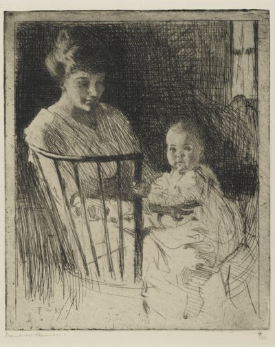 Mor og barn (ætsning med en vis tør spids) af Frank Weston Benson