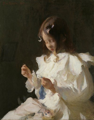Portræt af et barn, der syr af Frank Weston Benson