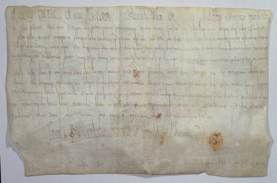 Dokument underskrevet af kejser Karl den Store (742-814) med hans monogram (pergament) af Frankish School