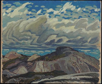 oktober, Cranberry Hills, 1943 (olie på krydsfinerpanel) af Franklin Carmichael