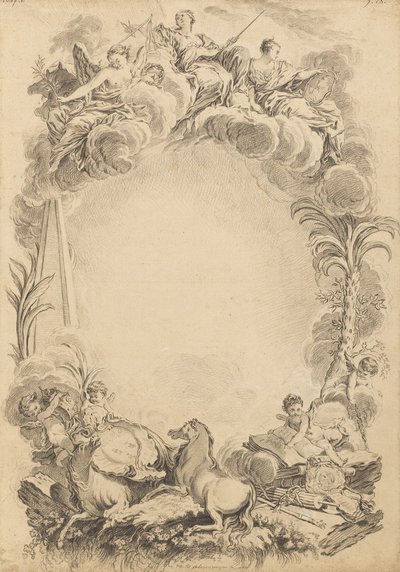 Design til en escutcheon til ære for William Earl Cowper (ca. 1665-1723) af François Boucher