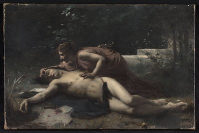 Pyramus og Thisbe, ca. 1875 (olie på lærred) af François Alfred Delobbe