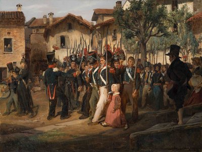 Den nationale kampagnegarde marcherer forbi borgmesteren. af François August Biard