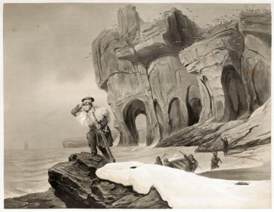 Bear Island fra Travels in Scandinavia, Lapland, Spitsbergen and the Feroes, pub. 1852 (gravering) af François Auguste Biard