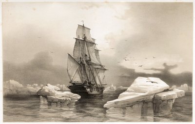 Corvette "La Recherche" nær Bear Island den 7. august af François Auguste Biard