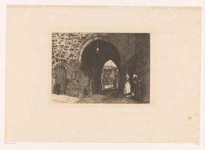 Gezicht op de Porte de St. Malo te Dinan Ti raderinger, tegnet og graveret af F. Bonvin, maler (serietitel) af François Bonvin