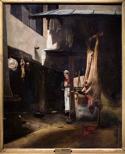 Grisen eller det indre af en gård med en flået gris af François Bonvin