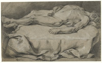 Anatomisk undersøgelse af liggende nøgen mand af François Boucher (manner of)