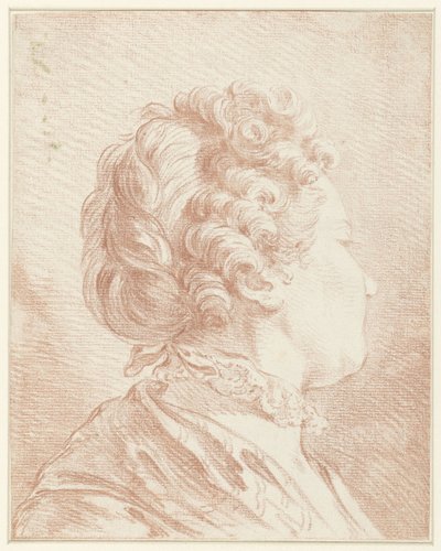 Damehoved mod højre med blondekrave af François Boucher (possibly)