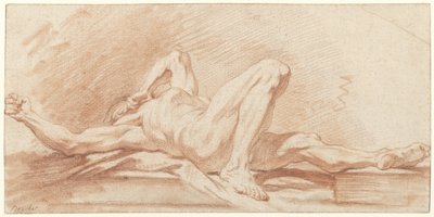 Studie af en liggende nøgen mand af François Boucher (possibly)