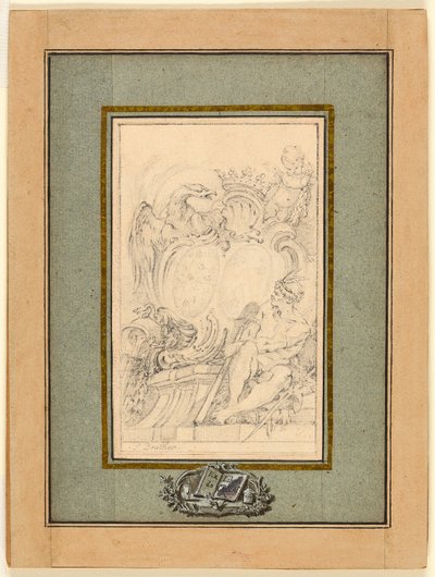 Armorial bogplade for Crozat, Baron de Thiers af François Boucher