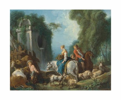 Boucher - Pastorale ved springvandet af François Boucher