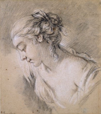 Buste af en pige i profil til venstre, midten af 1700-tallet af François Boucher