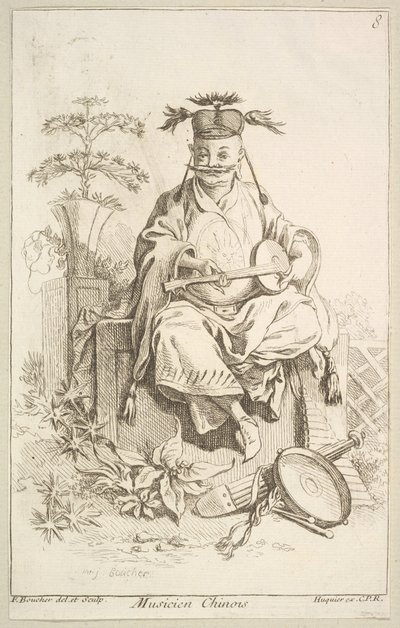 kinesisk musiker, 1738-45. af François Boucher