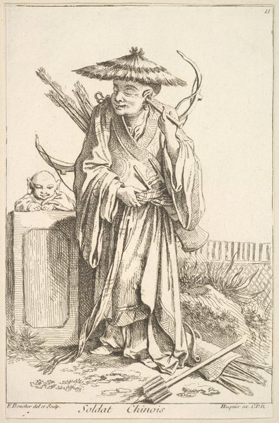 kinesisk soldat, 1738-45. af François Boucher
