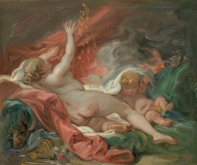 Danaë (studie). Omkring 1760 af François Boucher
