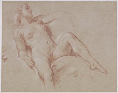 Kvindelig nøgen på en delfindani af François Boucher