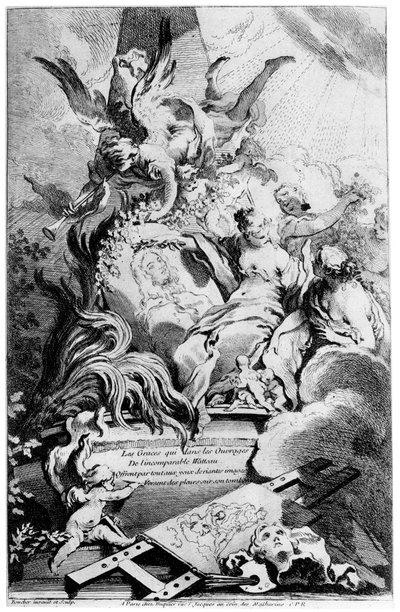 The Graces at the Tomb of Watteau, c1720-1770 1924 af François Boucher