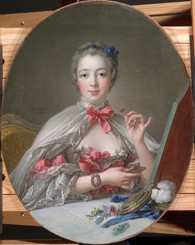 Madame de Pompadour ved sit toilet, ca. 1760 af François Boucher