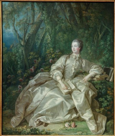 Madame de Pompadour siddende under åben himmel. af François Boucher