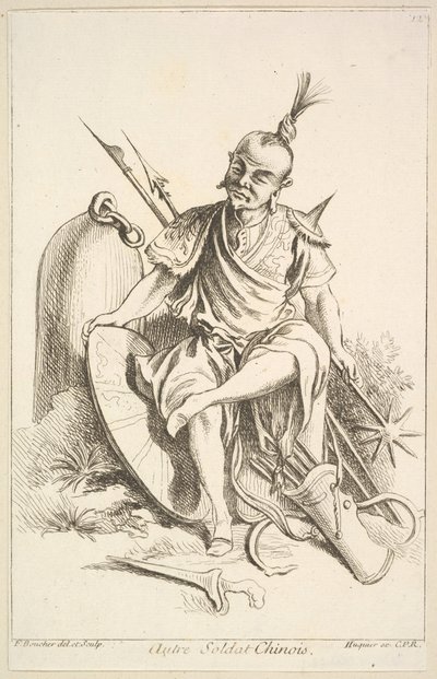 Anden kinesisk soldat, 1738-45. af François Boucher