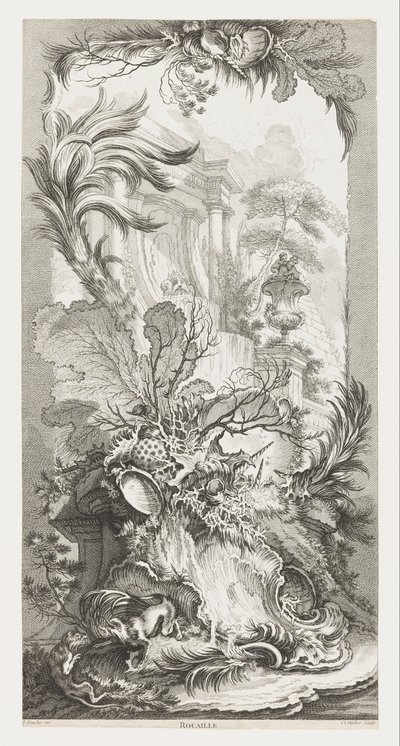 Rocaille [Rokokodesign], i Nouveaux Morceaux pour des Paravents [Nye koncepter for skærme]. af François Boucher