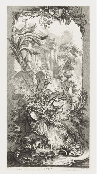 Rocaille [Rokokodesign] i Nouveaux Morceaux pour des paravents [Nye koncepter for skærme]. af François Boucher