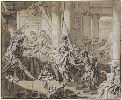 Sancho flygter fra hertugens tjenere af François Boucher