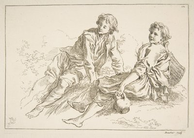 Skitseark, 1753. af François Boucher