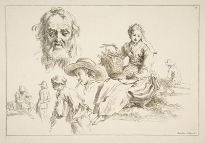 Skitseark, ca. 1735. af François Boucher
