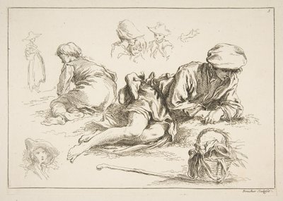 Skitseark, ca. 1735. af François Boucher