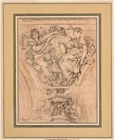 Spandrel dekoration: berømmelse og sandhed bifalder Louis XV af François Boucher