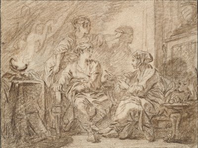 Tegningens opfindelse, midten af det 18. århundrede af François Boucher