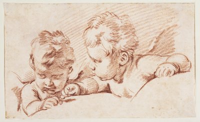 To putti. Udkast til dørstykke på Amalienborg af François Boucher