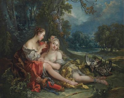 To nymfer af Diana hviler sig efter at være vendt tilbage fra jagten af François Boucher