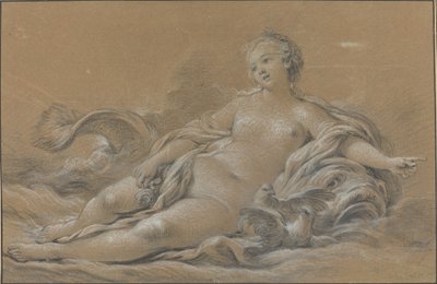 Venus læner sig tilbage på en delfin af François Boucher