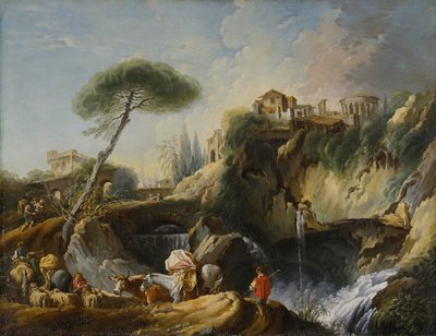 Udsigt over Tivoli med Vesta-templet, ca. 1749 af François Boucher