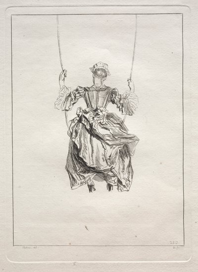 Kvinde på en gynge, set bagfra af François Boucher
